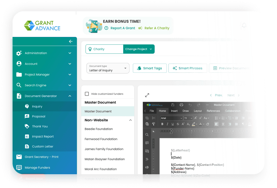Grant workflow dashboard