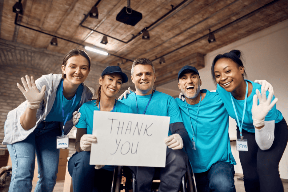 Nonprofit saying thank you for donations