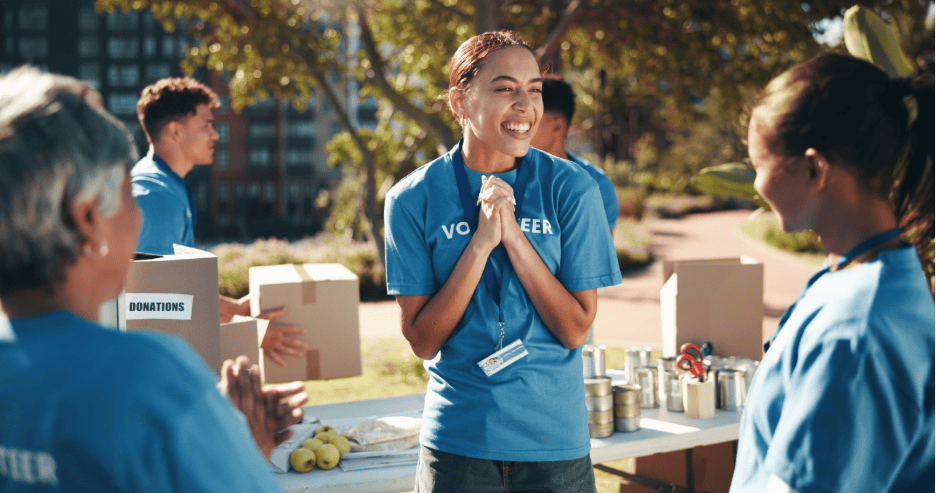 Volunteers hosting a charity event